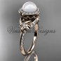 14kt rose gold pearl, diamond, flower, halo engagement ring VFP301009