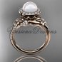 14kt rose gold pearl, diamond, flower, halo engagement ring VFP301009