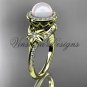 14kt yellow gold pearl, diamond, flower, halo engagement ring VFP301009