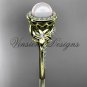 14kt yellow gold pearl, diamond, flower, halo engagement ring VFP301009