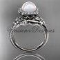 Platinum pearl, diamond, flower, halo engagement ring VFP301009