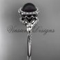14kt white gold pearl, diamond leaf and vine, halo engagement ring VFBP301008