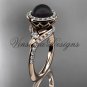 14kt rose gold pearl, diamond leaf and vine, halo engagement ring VFBP301008