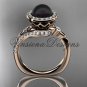 14kt rose gold pearl, diamond leaf and vine, halo engagement ring VFBP301008