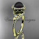 14kt yellow gold pearl, diamond leaf and vine, halo engagement ring VFBP301008