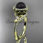 14kt yellow gold pearl, diamond leaf and vine, halo engagement ring VFBP301008