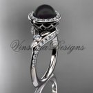 Platinum  pearl, diamond leaf and vine, halo engagement ring VFBP301008