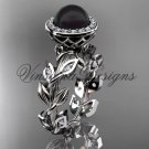 Platinum  pearl, diamond leaf and vine halo engagement ring VFBP301007