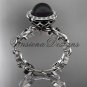 Platinum  pearl, diamond leaf and vine halo engagement ring VFBP301007