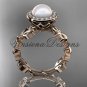 14kt rose gold pearl, diamond leaf and vine engagement ring VFP301006
