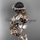 14kt rose gold pearl, diamond leaf and vine engagement ring VFBP301006