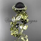 14kt yellow gold pearl, diamond leaf and vine engagement ring VFBP301006