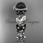 14kt rose gold pearl, diamond leaf and vine engagement ring VFBP301006