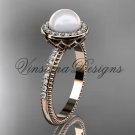 14kt rose gold pearl, diamond halo, eternity engagement ring VFP301005