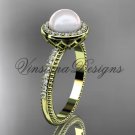 14kt yellow gold pearl, diamond halo, eternity engagement ring VFP301005