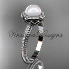 Platinum  pearl, diamond halo, eternity engagement ring VFP301005