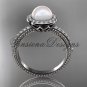 Platinum pearl, diamond halo, eternity engagement ring VFP301005