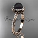 14kt rose  gold pearl, diamond halo, eternity engagement ring VFBP301005