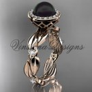 14kt rose gold pearl, diamond leaf and vine engagement ring VFBP301004