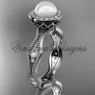 14kt white gold diamond, pearl engagement ring VFP301003