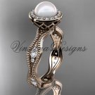 14kt rose gold diamond, pearl engagement ring VFP301003