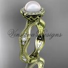 14kt rose gold diamond, pearl engagement ring VFP301003