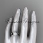 Platinum  diamond leaf and vine, pearl engagement ring VFP301002