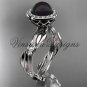 14kt white gold diamond leaf and vine, pearl engagement ring VFBP301002