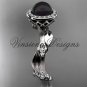 14kt white gold diamond leaf and vine, pearl engagement ring VFBP301002