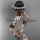 14kt rose gold diamond leaf and vine, pearl engagement ring VFBP301002
