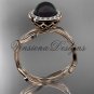14kt rose gold diamond leaf and vine, pearl engagement ring VFBP301002