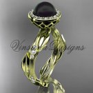 14kt yellow gold diamond leaf and vine, pearl engagement ring VFBP301002