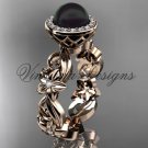 14kt rose gold diamond leaf and vine, flower, pearl, halo wedding ring, engagement ring VFBP301001