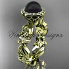 14kt yellow gold diamond leaf and vine, flower, pearl, halo wedding ring, engagement ring VFBP301001