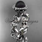 Platinum  diamond leaf and vine, flower, pearl, halo wedding ring, engagement ring VFBP301001