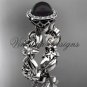 Platinum diamond leaf and vine, flower, pearl, halo wedding ring, engagement ring VFBP301001