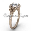 14kt rose gold diamond Fleur de Lis, eternity, One Moissanite engagement ring VD208126