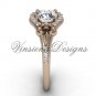 14kt rose gold diamond Fleur de Lis, eternity, One Moissanite engagement ring VD208126