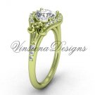 14kt yellow gold diamond Fleur de Lis, eternity, One Moissanite engagement ring VD208126