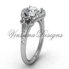 Platinum  diamond Fleur de Lis, eternity, One Moissanite engagement ring VD208126