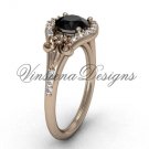 14kt rose gold diamond Fleur de Lis, eternity, Black Diamond engagement ring VD208126