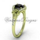 14kt yellow gold diamond Fleur de Lis, eternity, Black Diamond engagement ring VD208126