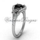 Platinum  diamond Fleur de Lis, eternity, Black Diamond engagement ring VD208126