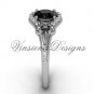 Platinum  diamond Fleur de Lis, eternity, Black Diamond engagement ring VD208126