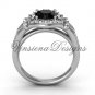 Platinum  diamond Fleur de Lis, eternity, Black Diamond engagement ring VD208126