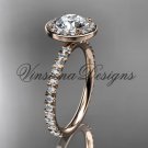 14kt rose gold engagement ring "Forever One" Moissanite VD10082