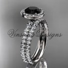 14k white gold engagement ring, wedding band, engagement set, Black Diamond VD10082S