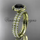 14k yellow gold engagement ring, wedding band, engagement set, Black Diamond VD10082S