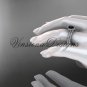 Platinum engagement ring, wedding band, engagement set, Black Diamond VD10082S