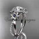 14kt white gold diamond, Star of David ring, engagement ring, Forever One Moissanite VH10012